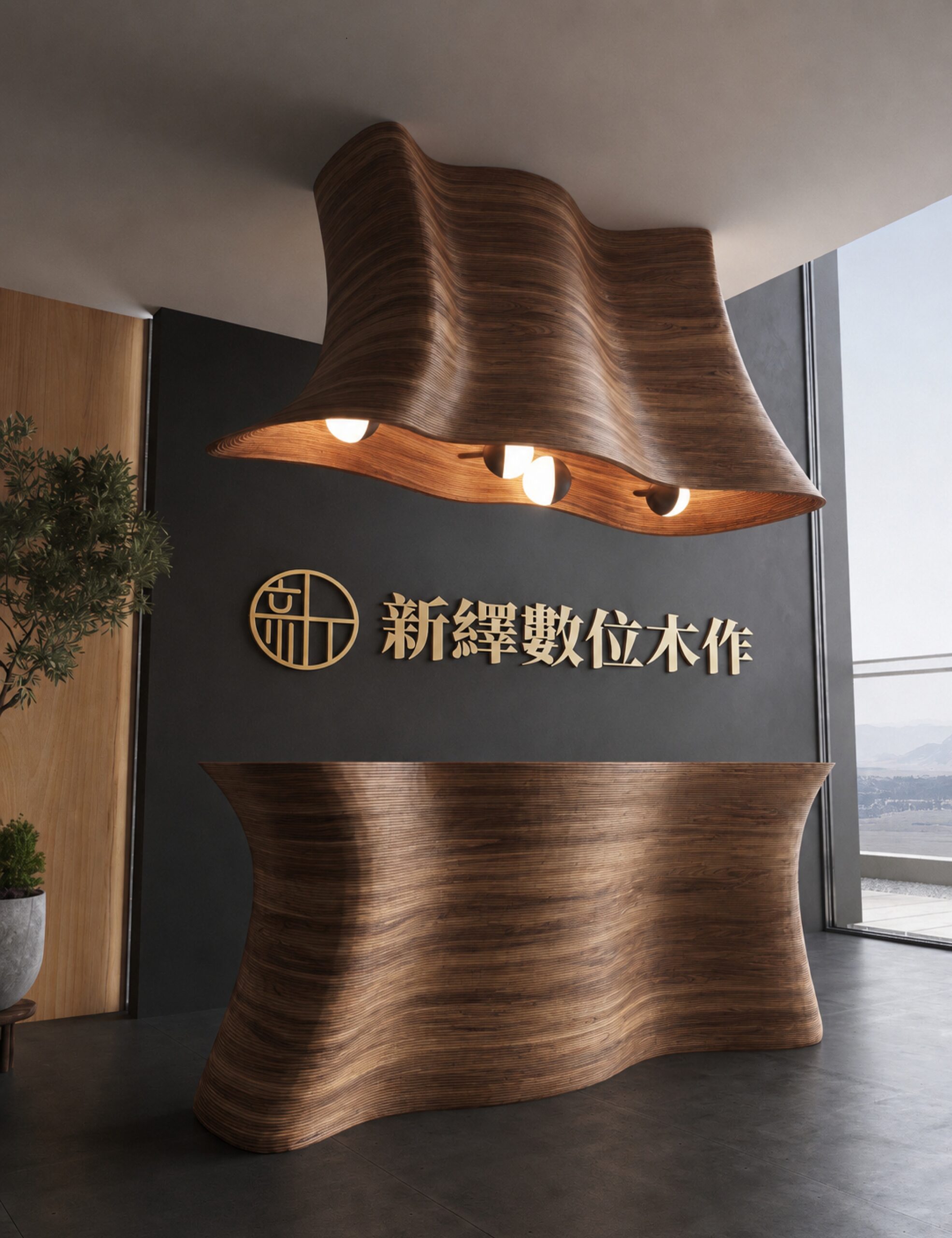 接待櫃檯與品牌識別牆